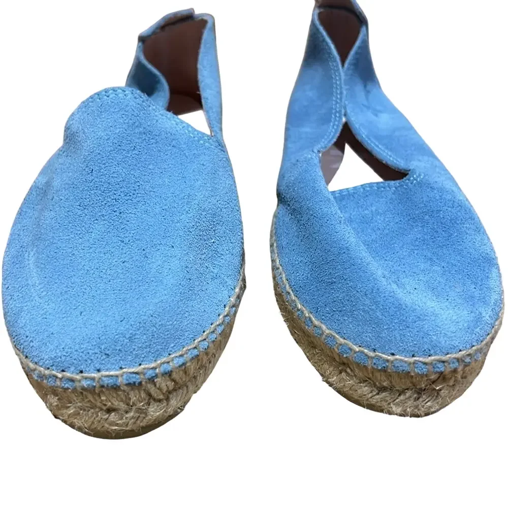 Manabi Suede Sky Blue Platform Espadrilles Flat Shoes Women’s Size 38 Shoes